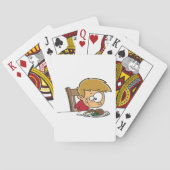 Funny Cartoon Boy Begeistert für das Abendessen Spielkarten (Rückseite)