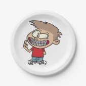 Funny Cartoon Boy mit Braces Smile Pappteller (Vorderseite)