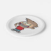 Funny Cartoon Boy mit Braces Smile Pappteller (Schrägansicht)