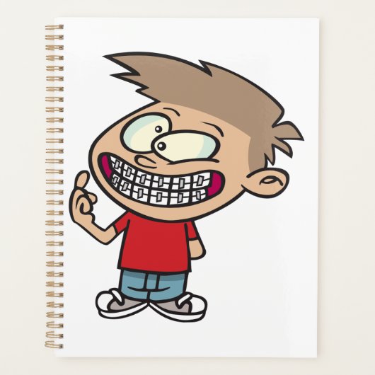 Funny Cartoon Boy mit Braces Smile Planer (Vorderseite)