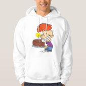 Funny Cartoon Boy with Chocolate Birthday Cake Hoodie (Vorderseite)