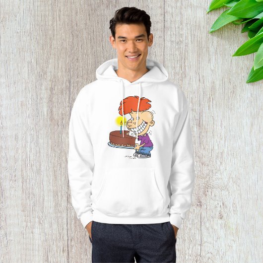 Funny Cartoon Boy with Chocolate Birthday Cake Hoodie