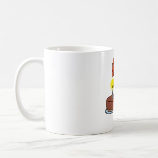 Funny Cartoon Boy with Chocolate Birthday Cake Kaffeetasse (Links)