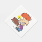 Funny Cartoon Boy with Chocolate Birthday Cake Serviette (Ecke)