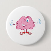 Funny Cartoon Brain Winking Character thumbs Up Button (Vorderseite)