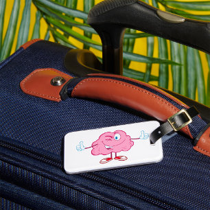 Funny Cartoon Brain Winking Character thumbs Up Gepäckanhänger