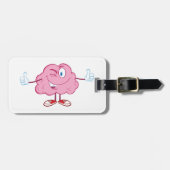 Funny Cartoon Brain Winking Character thumbs Up Gepäckanhänger (Vorderseite horizontal)