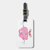 Funny Cartoon Brain Winking Character thumbs Up Gepäckanhänger (Vorderseite vertikal)