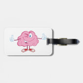 Funny Cartoon Brain Winking Character thumbs Up Gepäckanhänger (Rückseite horizontal)