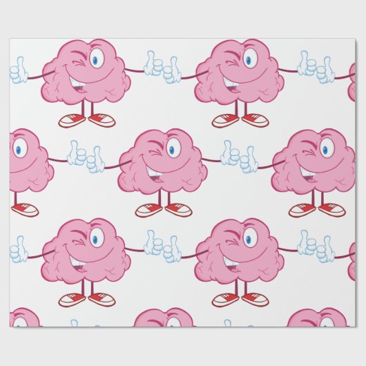 Funny Cartoon Brain Winking Character thumbs Up Geschenkpapier (Flach)