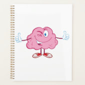 Funny Cartoon Brain Winking Character thumbs Up Planer (Vorderseite)