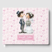 Funny Cartoon Bridge and Groom Guestbook Gästebuch (Vorderseite)