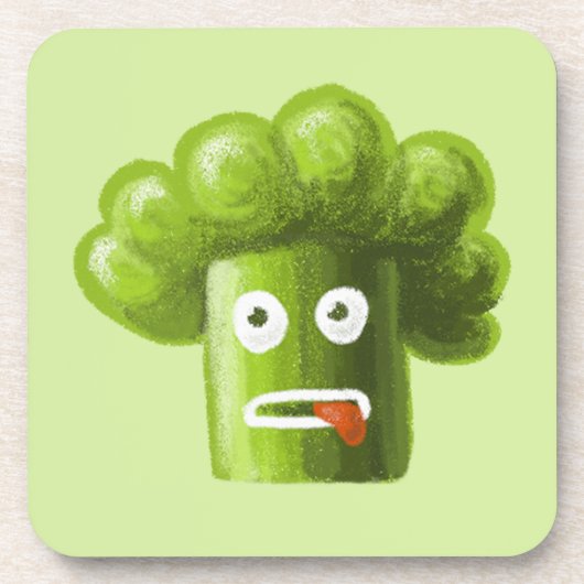 Funny Cartoon Broccoli Getränkeuntersetzer (Vorderseite)