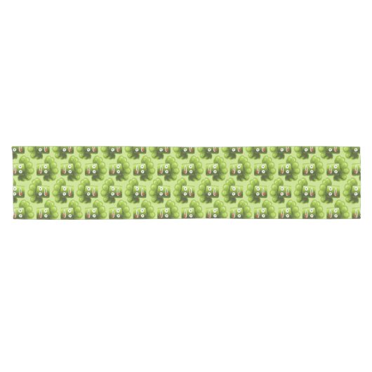 Funny Cartoon Broccoli Pattern Kurzer Tischläufer (Horizontal)