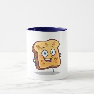 Funny Cartoon Brot Dollar Sign Coffee Cup Tasse