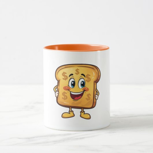 Funny Cartoon Brot Dollar Sign Coffee Cup Tasse (Zentrum)