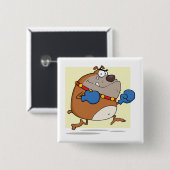 Funny Cartoon Bulldog Boxer Dog Button (Vorne & Hinten)