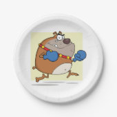 Funny Cartoon Bulldog Boxer Dog Pappteller (Vorderseite)