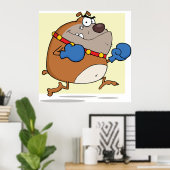 Funny Cartoon Bulldog Boxer Dog Poster (Heimbüro)