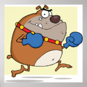 Funny Cartoon Bulldog Boxer Dog Poster (Vorne)