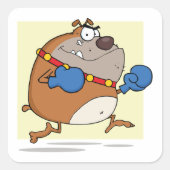 Funny Cartoon Bulldog Boxer Dog Quadratischer Aufkleber (Vorderseite)