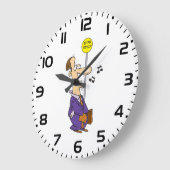 Funny Cartoon BusinessMann an Bushaltestelle Große Wanduhr (Winkel)