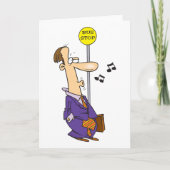Funny Cartoon BusinessMann an Bushaltestelle Karte (Vorderseite)