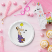 Funny Cartoon BusinessMann an Bushaltestelle Pappteller (Party)