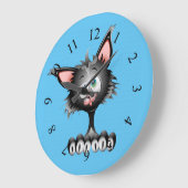 Funny Cartoon Cat Face Große Wanduhr (Winkel)
