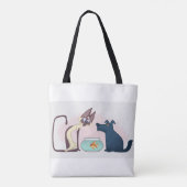 Funny Cartoon Cat, Goldfish, Hund Tasche (Rückseite)