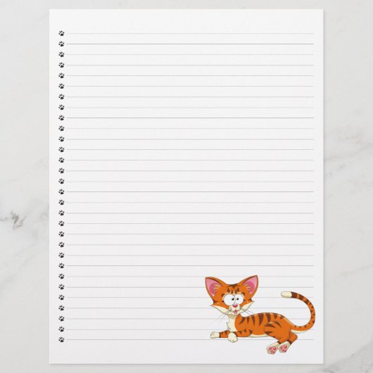 Funny Cartoon Cat Lined Pet Letterhead (Vorderseite)