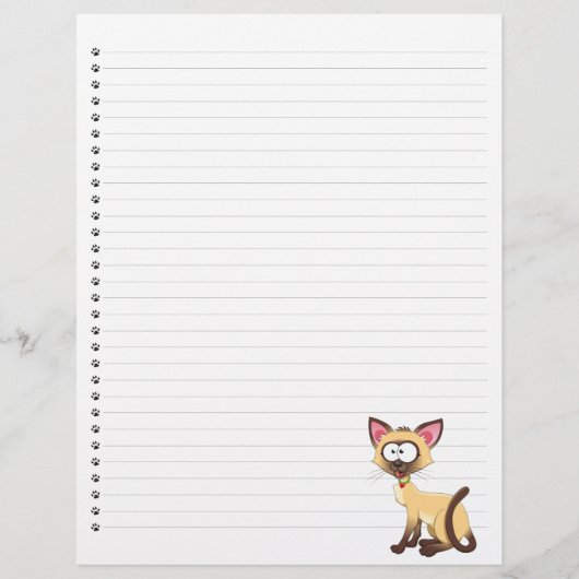 Funny Cartoon Cat Lined Pet Letterhead (Vorderseite)