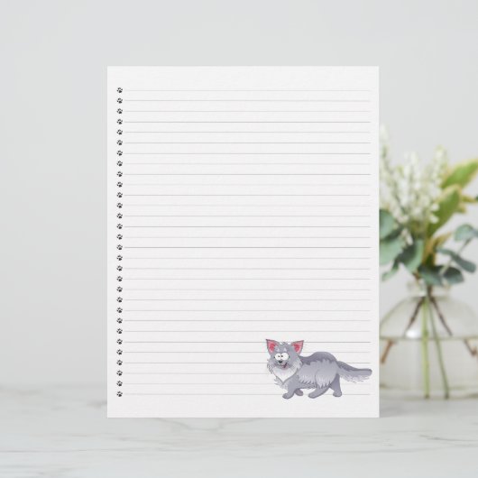 Funny Cartoon Cat Lined Pet Letterhead (Stehend Vorderseite)