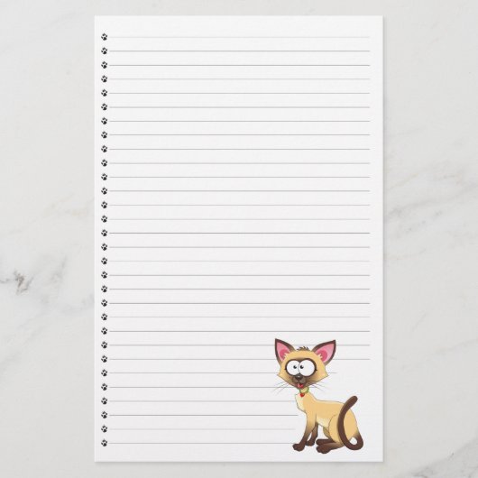 Funny Cartoon Cat Lined Pet Stationierung Briefpapier (Vorderseite)