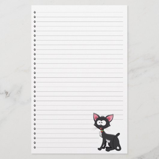 Funny Cartoon Cat Lined Pet Stationierung Briefpapier (Vorderseite)