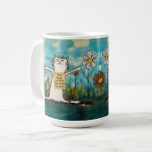 Funny Cartoon Cat Meme Shame Sign Kaffeetasse (Vorderseite Links)
