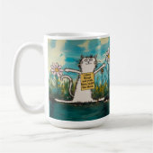 Funny Cartoon Cat Meme Shame Sign Kaffeetasse (Links)