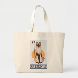 Funny Cartoon Cat & Mouse Jumbo Stoffbeutel