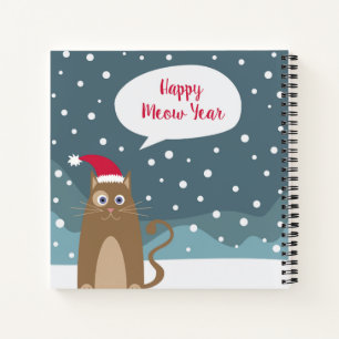 Funny Cartoon Cat Weihnachten Weihnachtsclaus Notizblock