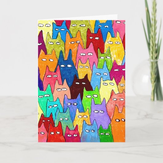 Funny Cartoon Cats Color Pencil Drawing Card Karte (Vorderseite)