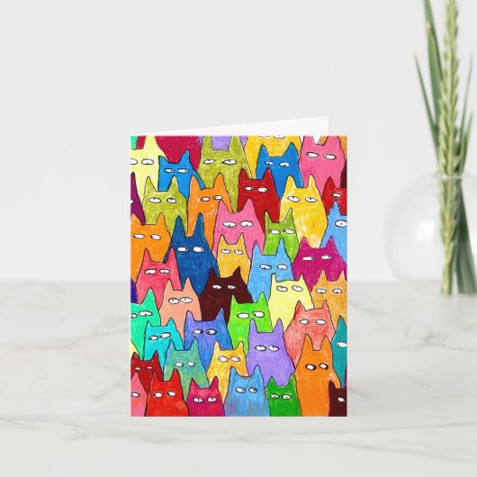 Funny Cartoon Cats Color Pencil Drawing Folded (Vorderseite)
