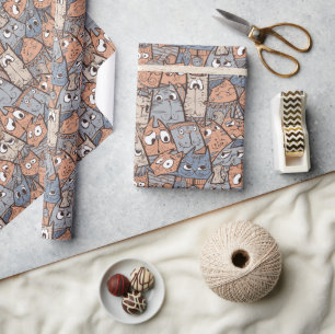 Funny Cartoon Cats Geschenkpapier