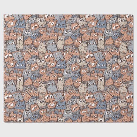 Funny Cartoon Cats Geschenkpapier (Flach)
