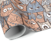 Funny Cartoon Cats Geschenkpapier (Rolleneckpunkt)
