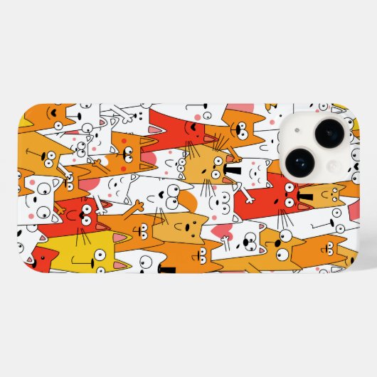Funny Cartoon Cats Group Doodle Case-Mate iPhone Hülle (Rückseite (Horizontal))