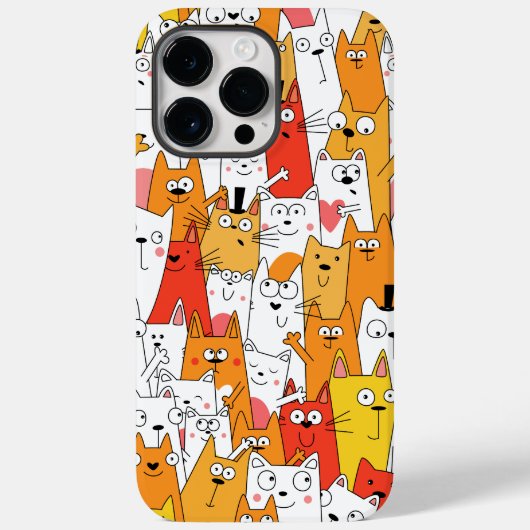 Funny Cartoon Cats Group Doodle Case-Mate iPhone Hülle (Rückseite)