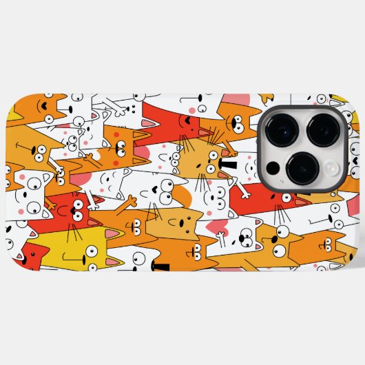 Funny Cartoon Cats Group Doodle Case-Mate iPhone Hülle (Rückseite (Horizontal))