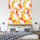 Funny Cartoon Cats Group Doodle Leinwanddruck (Insitu (Schlafzimmer))