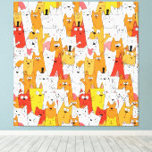 Funny Cartoon Cats Group Doodle Leinwanddruck (Insitu (Holzboden))