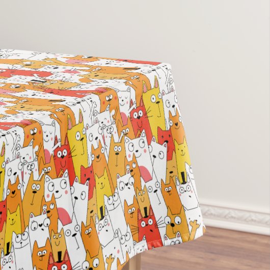 Funny Cartoon Cats Group Doodle Tischdecke (Beispiel)